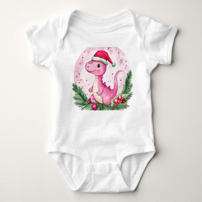 T-Shirt bodysuit baby dinosaur pink (Front)