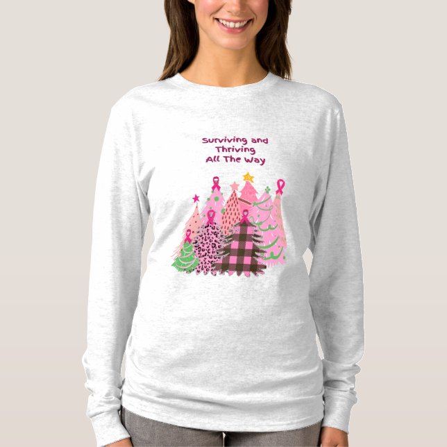 T-Shirt Breast Cancer Strive & Surviving Christmas (Front)