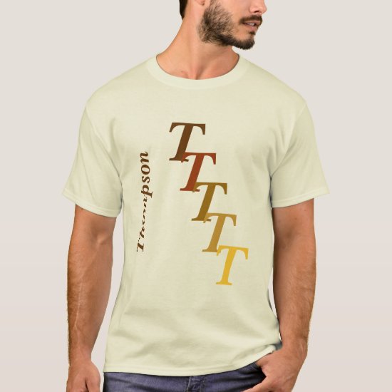 T-Shirt - Brown Name and Staggered Initials