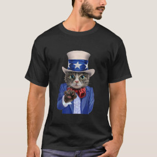 T Shirt Cat Impersonate Uncle Sam Join US Army Rec