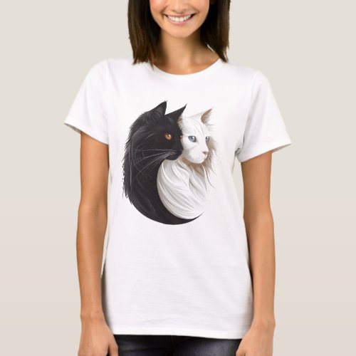 T_shirt cat yin_yang symbol