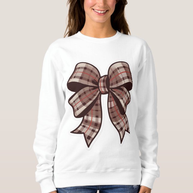 T-Shirt Checkered Design, Brown designer bow Sweatshirt (Front)