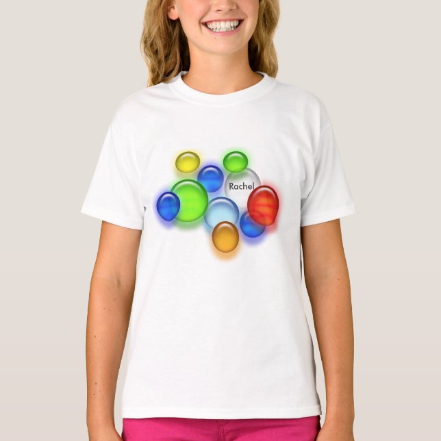T-shirt - Colored Bubbles with Name (Front)
