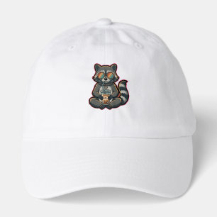 T-Shirt Cool Raccoon Drinking Oat Milk Iced Coffee Hat