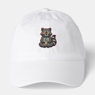 T-Shirt Cool Raccoon Drinking Oat Milk Iced Coffee Hat