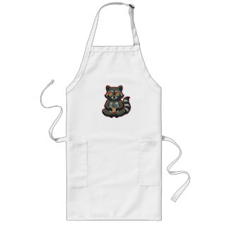 T-Shirt Cool Raccoon Drinking Oat Milk Iced Coffee Long Apron