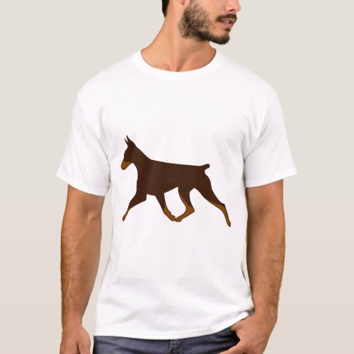 T_shirt _ Cropped Doberman Gaiting in Red and Rust