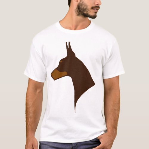 T_Shirt _ Cropped Doberman Head in Red and Rust