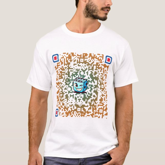T Shirt Custom cartoon QR-code with slogan (Front)