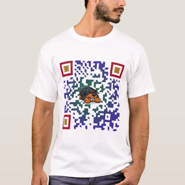 T Shirt Custom cartoon QR-code with slogan (Front)
