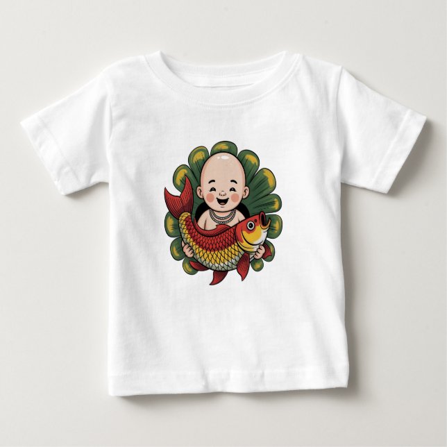 T-Shirt | Cute Boy with Lucky Koi (Front)
