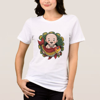 T-Shirt | Cute Boy with Lucky Koi Tri-Blend Shirt