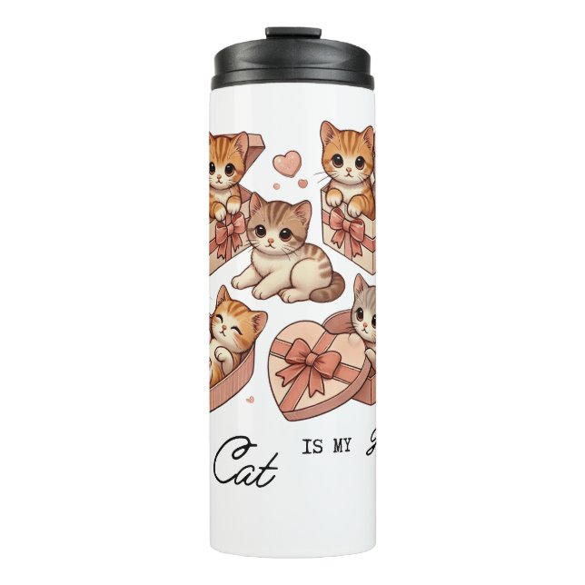 T-Shirt cute gift cat Thermal Tumbler (Front)