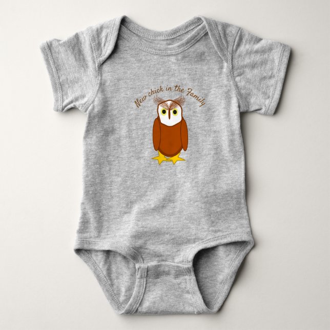 T-shirt - Cute Owl with Text Baby Bodysuit (Front)