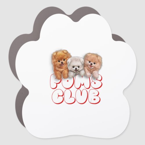 T_Shirt Cute Pomeranian Puppy Poms Club Car Magnet