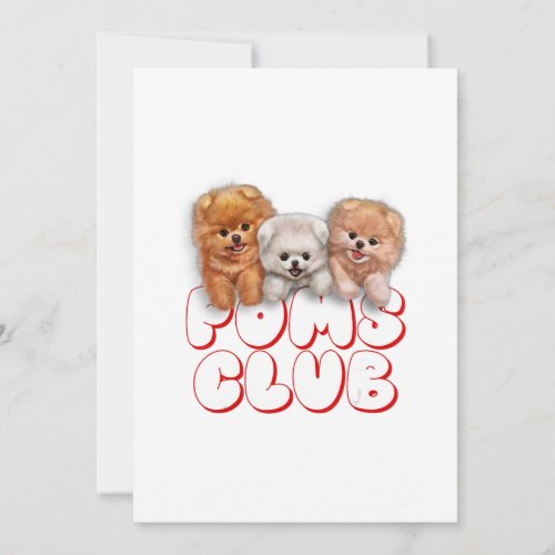 T_Shirt Cute Pomeranian Puppy Poms Club Holiday Card