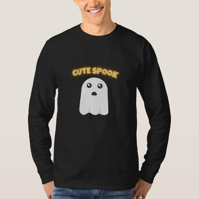 T-Shirt Cute Spook | Minimalist Kawaii Ghost Hallo (Front)