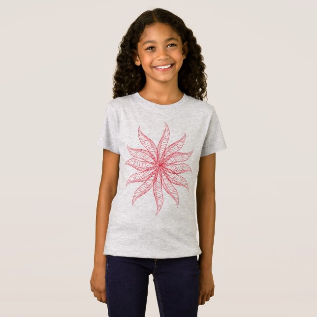 T-Shirt - Delicate Red Feather Blossom (Front Full)