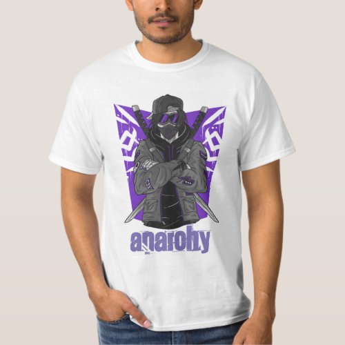 t_shirt design featuring an anarchist ninja