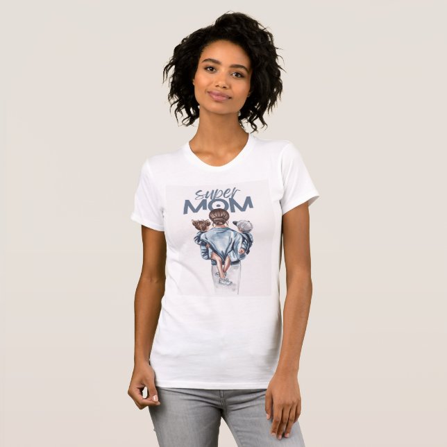 t-shirt design Super Mom Watercolor Illustration  (Front Full)