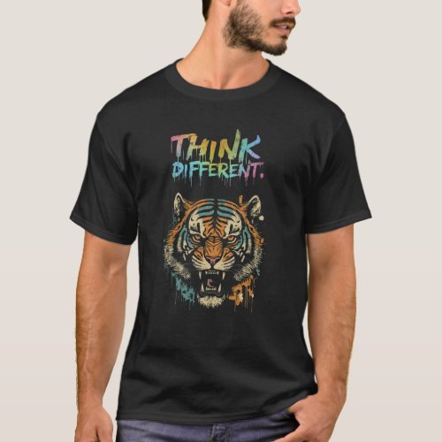 t_shirt design text Think Different aTiger 