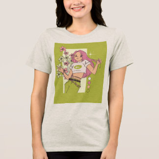 T-Shirt design with pretty girl Tri-Blend Shirt