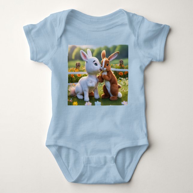 T-Shirt Egg-citing Bunny Brigade: A Cartoon Extrav Baby Bodysuit (Front)