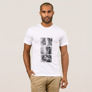 T-shirt featuring black-and-white photographs 
