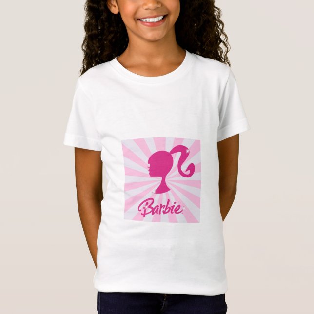 T-shirt Fille Barbie Silhouette Rose – Style (Front)