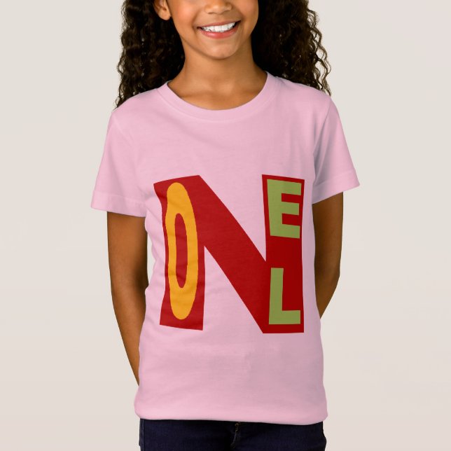 T-shirt  fille rose jersey fin  DESIGN  NOEL (Front)