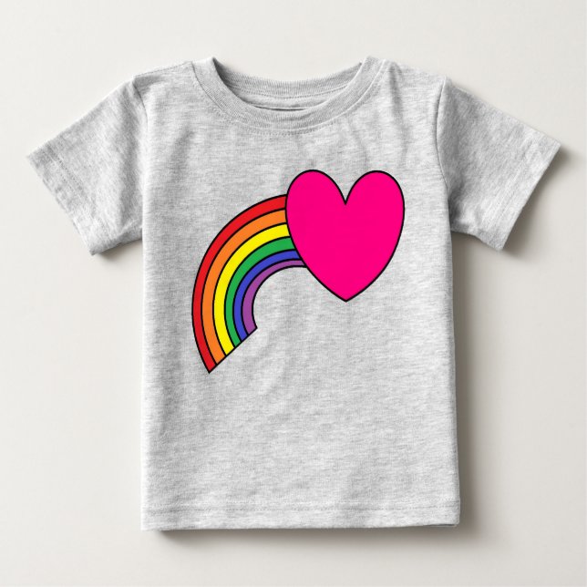 T-Shirt For Baby With Rainbow and Heart Design (Front)