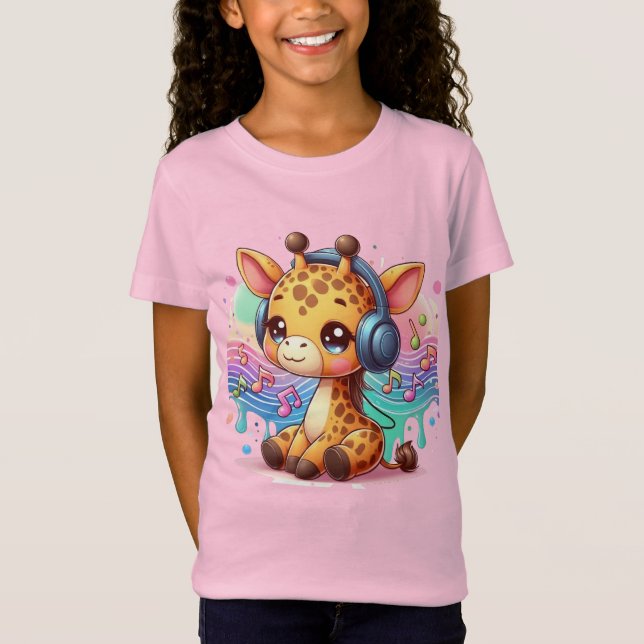 T-shirt for Girls with Cute Giraffe Illustration (Front)