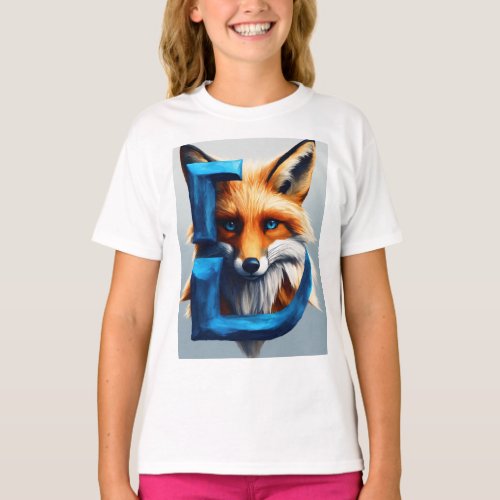 T_shirt for women_ Cerulean blue furry fox 