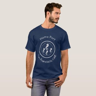 T-shirt - Four Sea Horses with Name Light on Dark