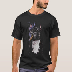 T-Shirt, Gangster French Bull Dog Smoking Cigar, B T-Shirt