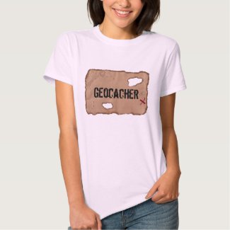 T-Shirt: Geocacher (Treasure Map). Pink Shirt