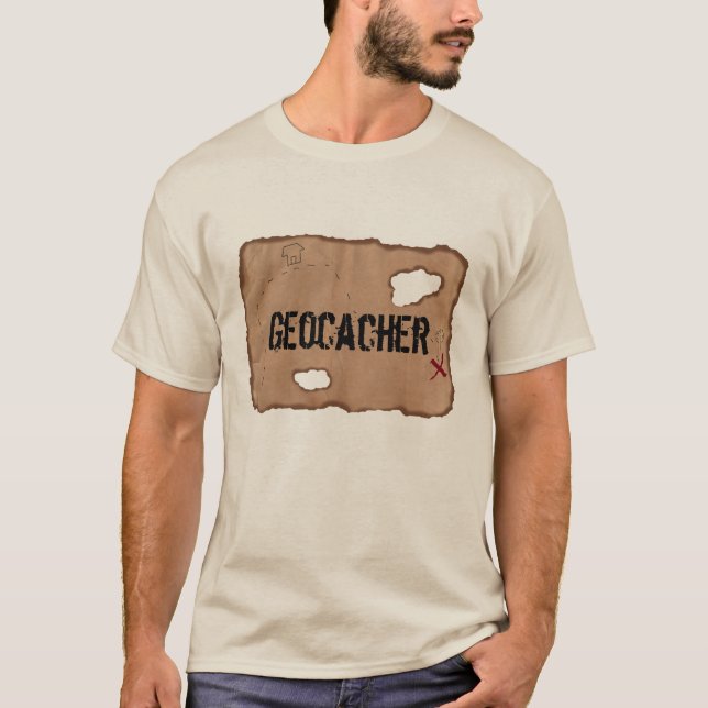 T-Shirt: Geocacher (Treasure Map). Sand T-Shirt (Front)