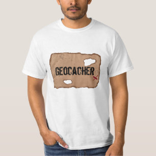 T-Shirt: Geocacher (Treasure Map). White T-Shirt