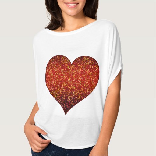 T-Shirt Glitter Graphic Heart Red | Zazzle
