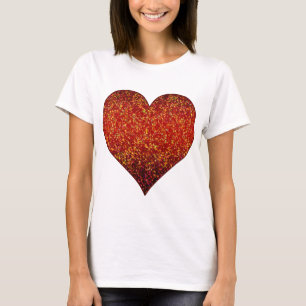 T-Shirt Glitter Graphic Heart Red