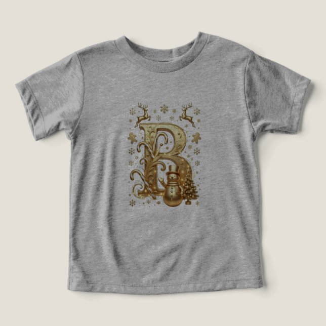T-Shirt Gold Letter B Luxury Toddler Triblend (Design Front)