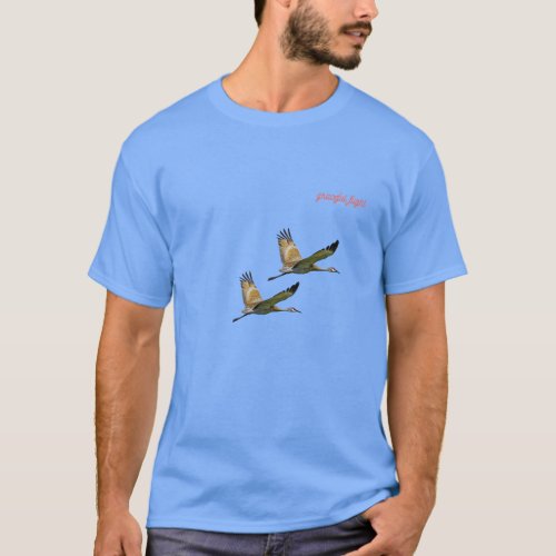 T_Shirt Graceful Flight Two Cranes Soaring