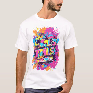 t-shirt graphic for a color run event. On a white