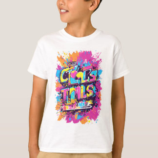 T-shirt graphic for a color run event. On a white