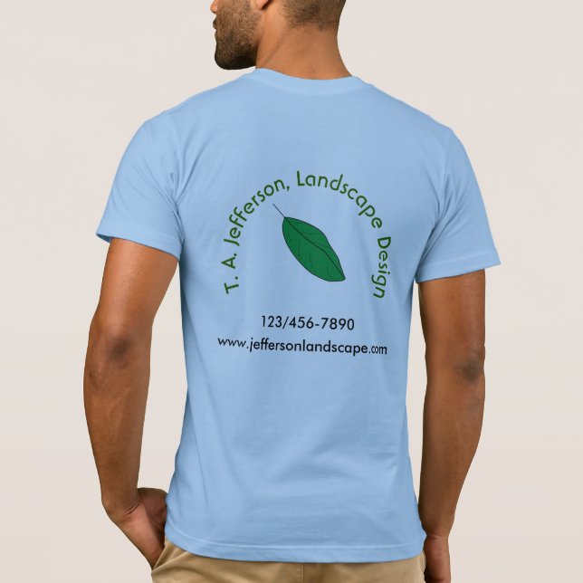 T-shirt - Green Leaf with Curved Text (Back)