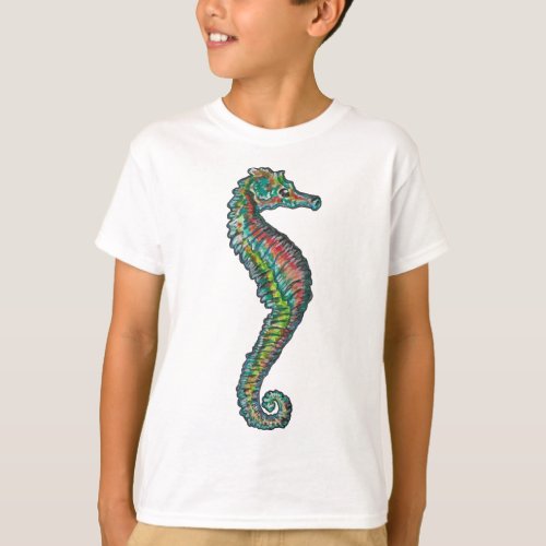 T_Shirt Hand Painted Sea Horse