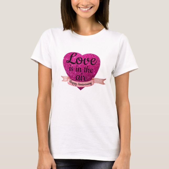 T-shirt Happy Annivesary Love Pink Heart (Front)