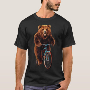 T-Shirt - Happy Grizzly Bear Cycling, Mountain Bik