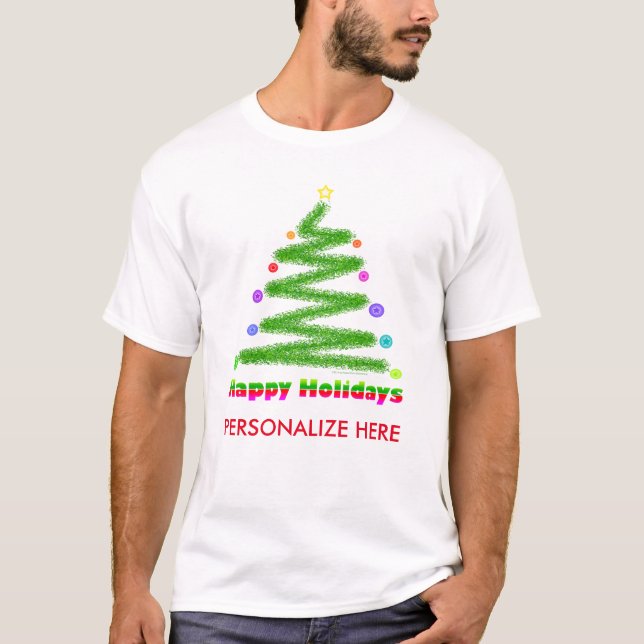 T-SHIRT - HAPPY HOLIDAYS CHRISTMAS TREE DESIGN (Front)