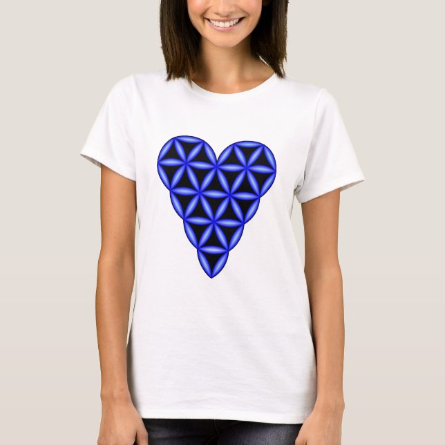 T-Shirt - 'Heart of Life', 3D, Blue. (Front)